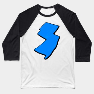 Bright Blue New Jersey Outline Baseball T-Shirt